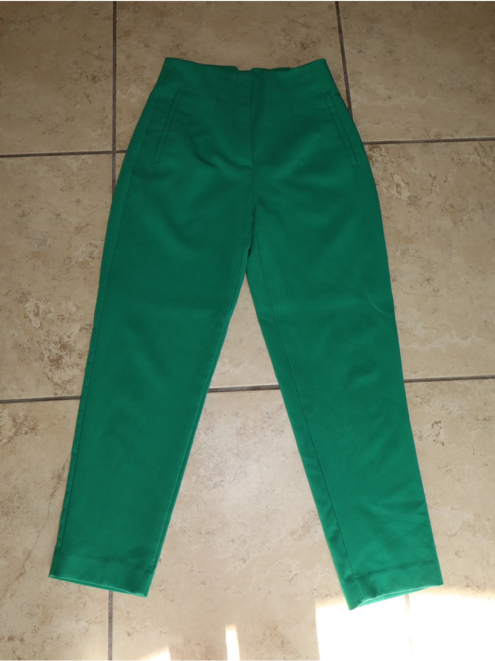 Zara Emerald Green High-Waist Skinny Trousers